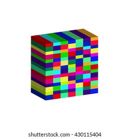 Decorative 3D cube, colorful, bright. For jewelry websites, decorating postcards. Vector illustration Eps 10.