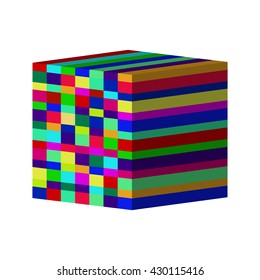 Decorative 3D cube, colorful, bright. For jewelry websites, decorating postcards. Vector illustration Eps 10.