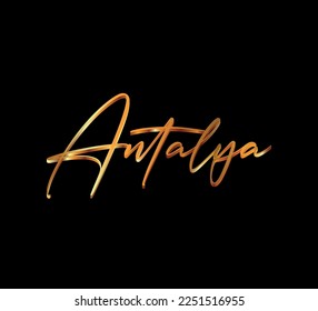 decorative 3d gold antalya text on black background