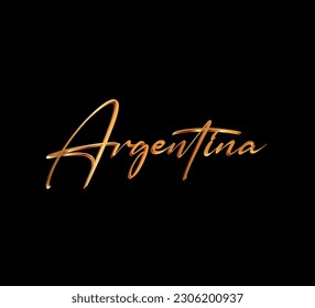 decorative 3d gold argentina text on black background