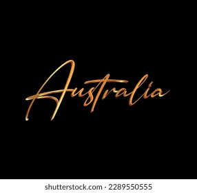 texto decorativo de australia dorado 3d sobre fondo negro