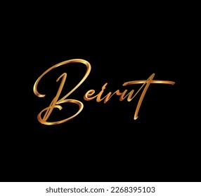 decorative 3d gold beirut text on black background