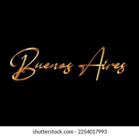 decorative 3d gold buenos aires text on black background	
