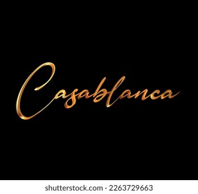 decorative 3d gold casablanca text on black background