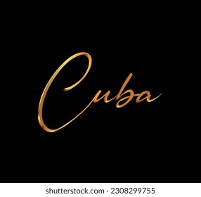 texto decorativo 3d oro cuba sobre fondo negro