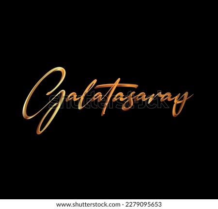 decorative 3d gold galatasaray text on black background