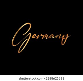 decorative 3d gold germany text on black background