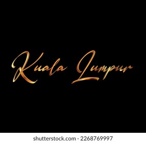 decorative 3d gold kuala lumpur text on black background