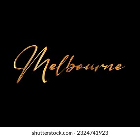 decorative 3d gold melbourne text on black background
