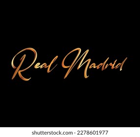 decorative 3d gold real madrid text on black background