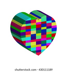 Decorative 3d heart, colorful, bright. To decorate Web sites, decorating cards, congratulations. Design elements isolated on white background. Vector illustration Epps 10.