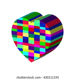 Decorative 3d heart, colorful, bright. To decorate Web sites, decorating cards, congratulations. Design elements isolated on white background. Vector illustration Epps 10.