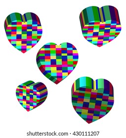 Decorative 3d heart falling, colorful, bright. To decorate Web sites, decorating cards, congratulations. Design elements isolated on white background. Vector illustration Epps 10.