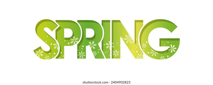 Decorative 3D Relief Spring Logo. Vector Illustration Isolated On A White Background. 