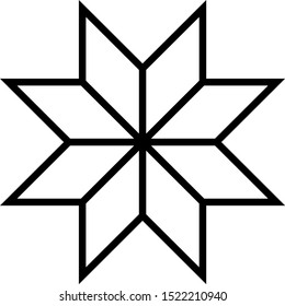 Decorative 8-cornered Star Motif. Vector Image.