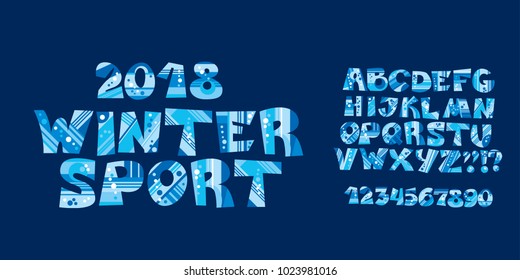 Decorative ABS with blue winter pattern. Abstract dynamic sport Stock vector illustration for lettering, cover, poster, title. 
