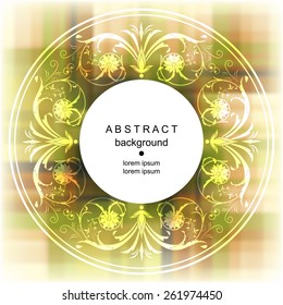 Decorative abstract background with blur effect and circular white ornamental element