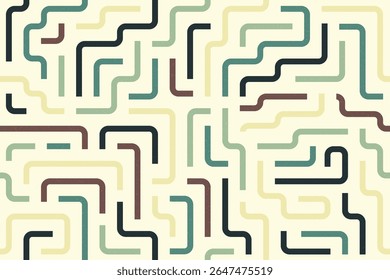 Decorative abstract background with colorful maze lines arranged in a looping vector pattern