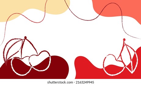 Decorative Abstract Background With Colorful Spots, Brush Strokes and Cherries