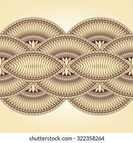 Decorative abstract background with floral border. Vintage background with stylized horizontal frieze.