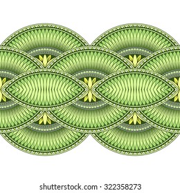 Decorative abstract background with horizontal element. Green horizontal border on white background.