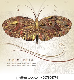 Decorative abstract background with patterned butterfly