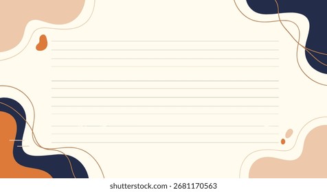 A decorative abstract background with soft pastel shapes and lines for writing notes.