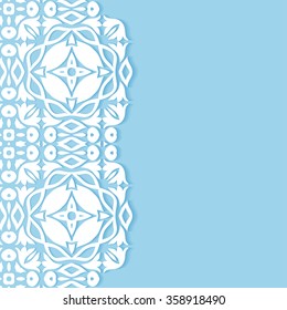Decorative abstract background, wedding invitation or greeting card design with lace pattern. Beautiful luxury postcard, ornate page cover, ornamental vector illustration