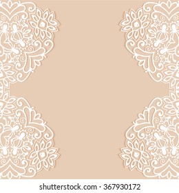 Decorative abstract background, wedding invitation or greeting card design with lace pattern, Mandala element. Beautiful luxury postcard, ornate page cover, ornamental vector illustration