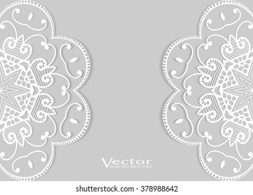 Decorative abstract background, wedding invitation or greeting card design with lace pattern, Mandala element. Beautiful luxury postcard, ornate page cover, ornamental vector illustration