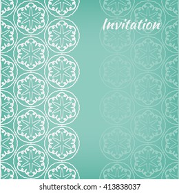 Decorative abstract background, wedding invitation or greeting card design with lace pattern. Beautiful luxury postcard, ornate page cover, ornamental vector illustration