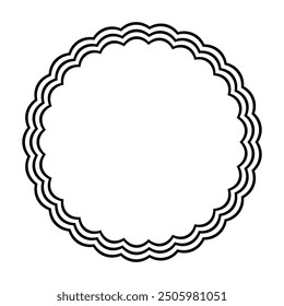 Decorative abstract border frame stroke line in a circular circle shape. Empty blank frame isolated on white color background