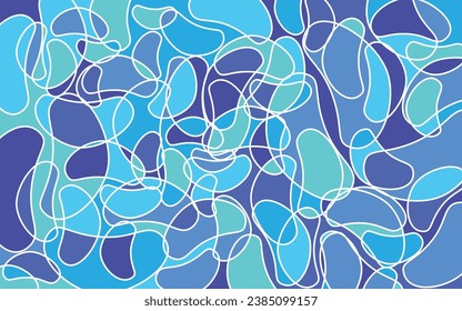 decorative abstract bubble sea wave blue color seamless pattern