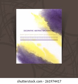 Decorative abstract card with watercolor stains for your design. Vector watercolor colorful template for background or banner, card, poster.