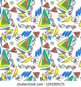 decorative abstract charcoal doodles seamless pattern 