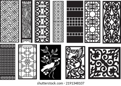 Decorative abstract cnc design wall panel set for modern interiors