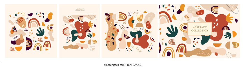 Decorative abstract collection with colorful doodles. Hand-drawn modern collection