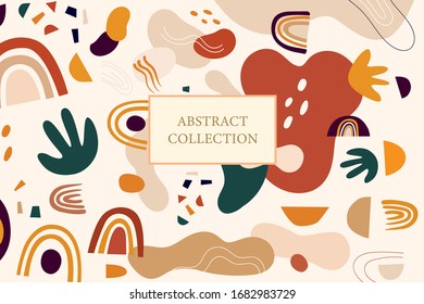 Decorative abstract collection with colorful doodles. Hand-drawn modern collection