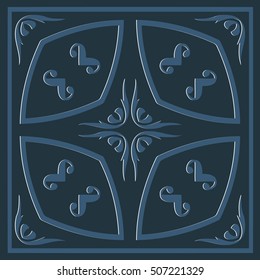 Decorative abstract color background, mandala geometric floral pattern with ornate lace frame, tribal ethnic ornament.
