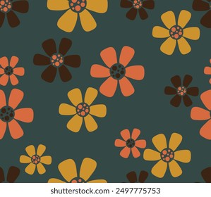 Decorative abstract daisy flower vector seamless pattern. Baby surface design for textile fabric