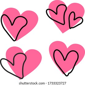 Decorative abstract drawing  pink unique heart 
