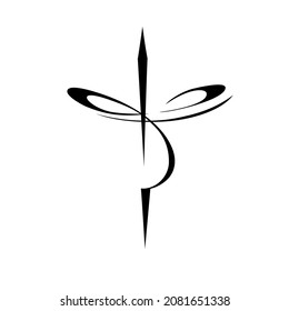 elemento abstracto decorativo en líneas negras sobre fondo blanco. logotipo