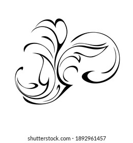 decorative abstract element with curls in black lines on a white background