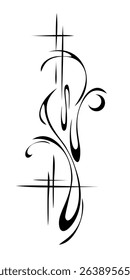 decorative abstract element with curved smooth lines and intersecting straight lines; graphic design