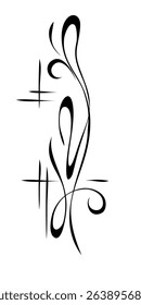 decorative abstract element with curved smooth lines and intersecting straight lines; graphic design