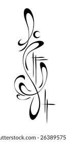 decorative abstract element with curved smooth lines and intersecting straight lines; graphic design