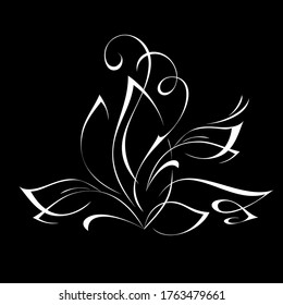 elemento abstracto decorativo con hojas en líneas blancas sobre fondo negro