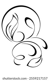 decorative abstract element with stylized leaves and curls; graphic design