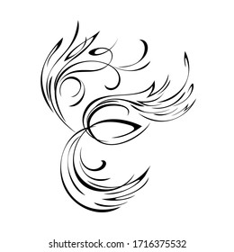 decorative abstract element that looks like a flapping of wings, with black lines on a white background