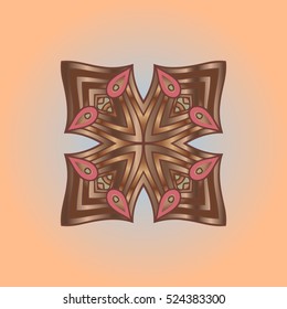 Decorative abstract floral background, mandala geometric pattern with ornate lace frame, tribal ethnic ornament.